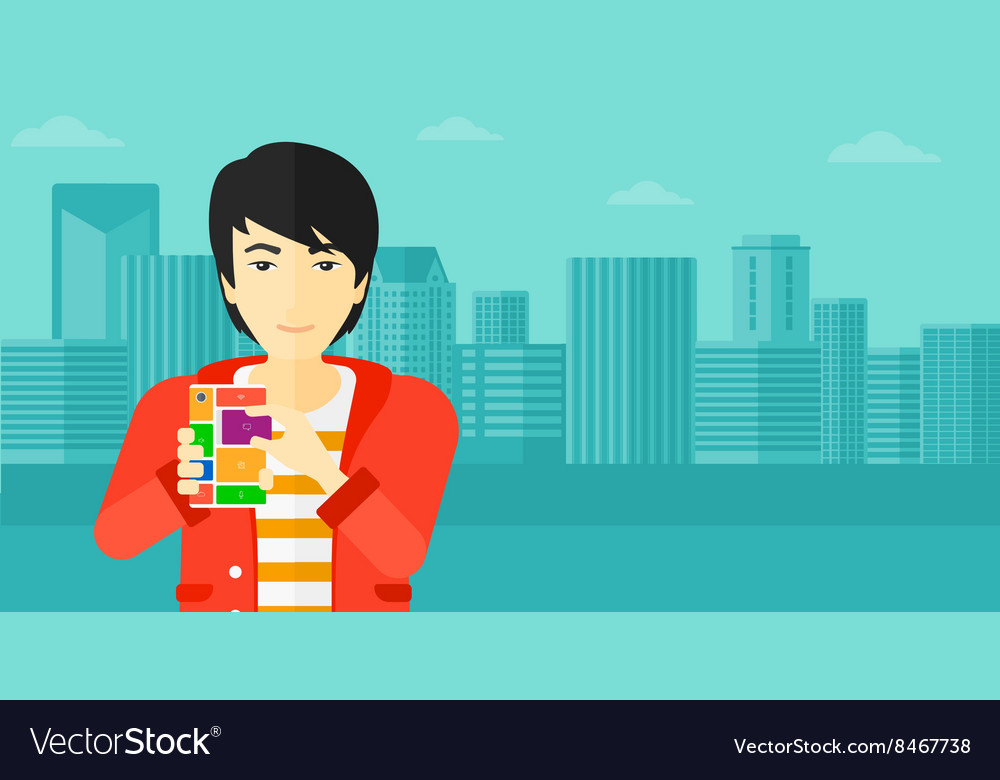 Man with modular phone