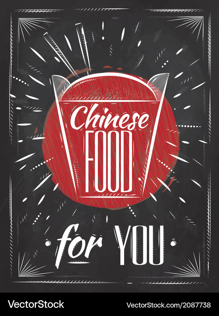 Poster chinese food chalk Royalty Free Vector Image