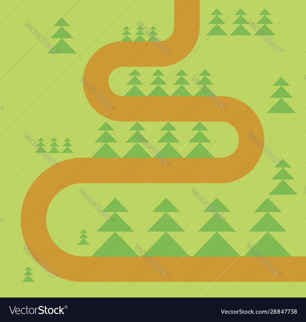 Road in forest map footpath Vector Image Road in forest map footpath