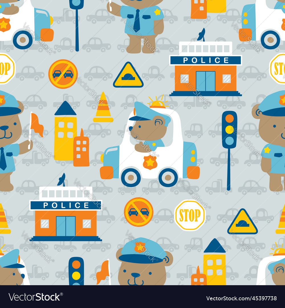 Seamless pattern of traffic elements cartoon