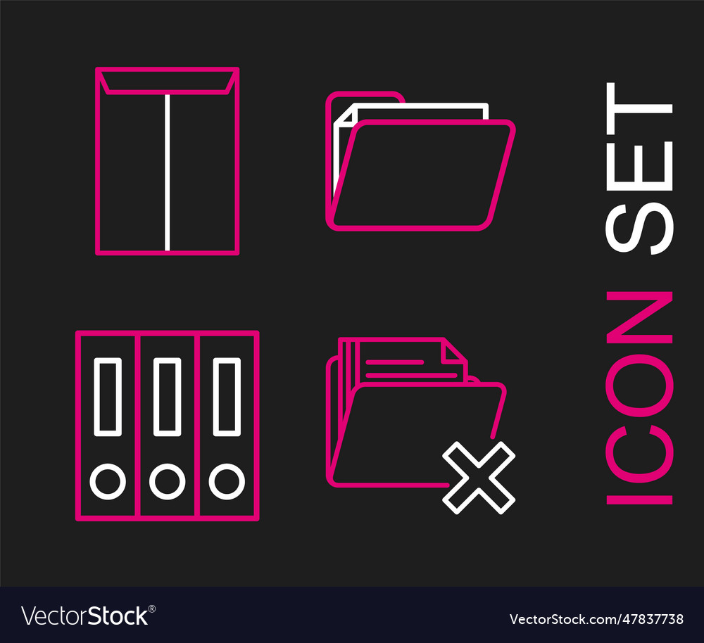 Set line delete folder office folders with papers