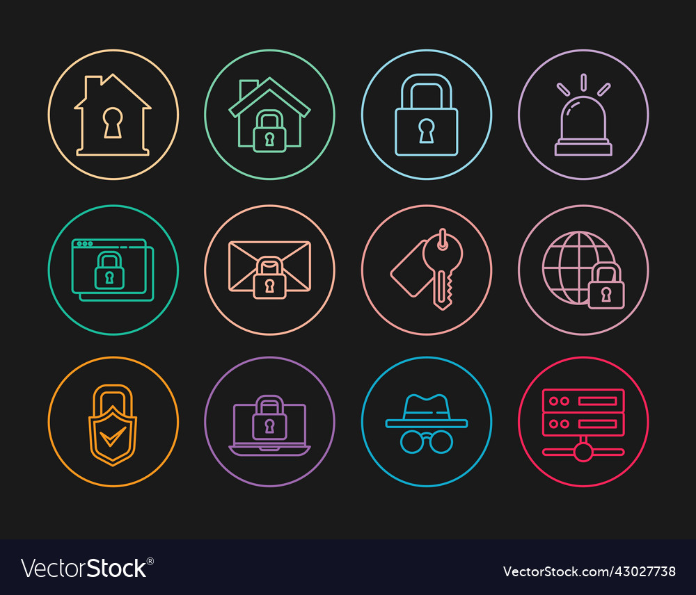 Set line server data web hosting global vector image Set line server data web hosting global