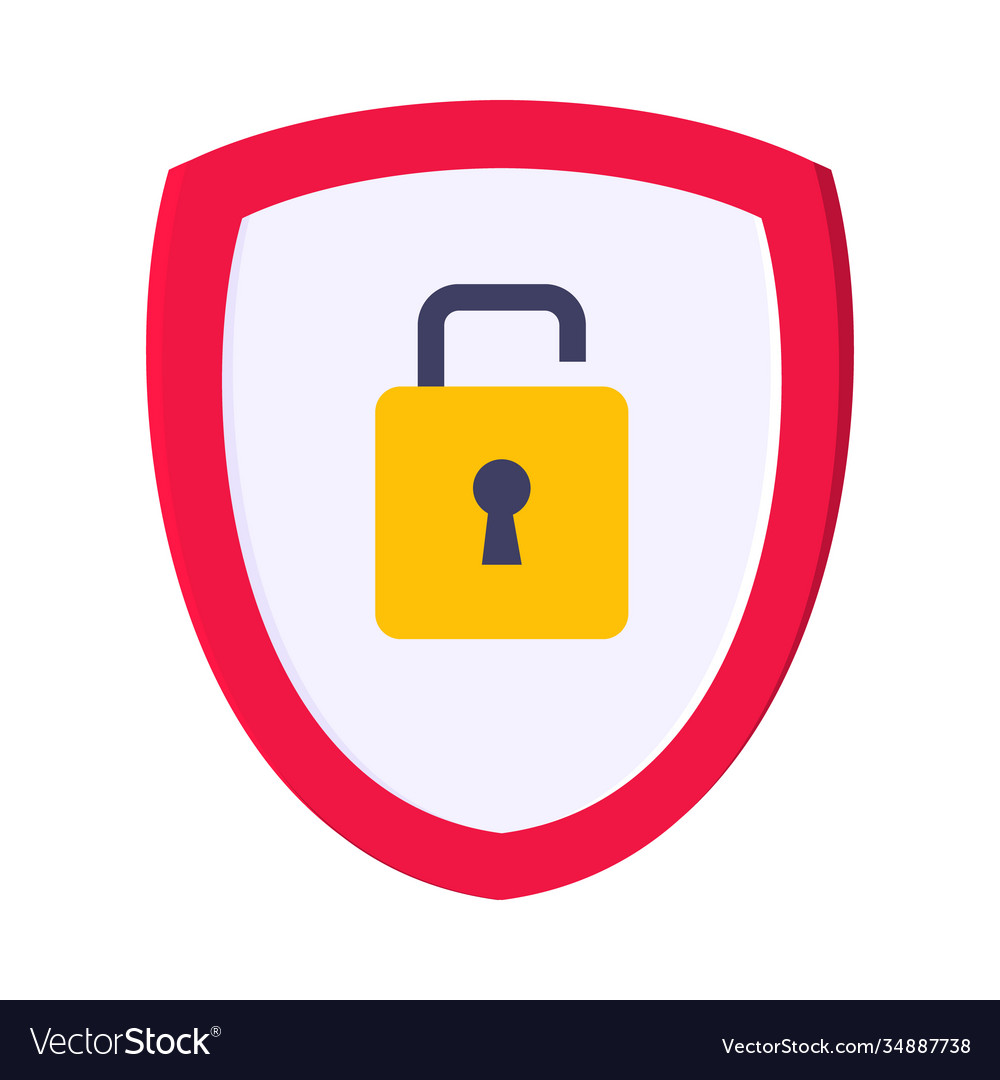 Shield with open padlock on it security protection Vector Image Shield with open padlock on it security protection