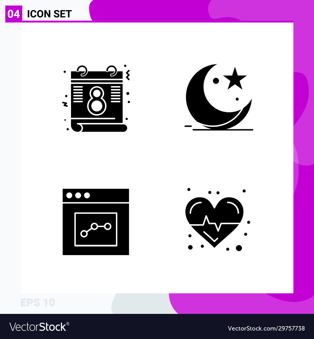 Solid icon set pack 4 glyph icons isolated Vector Image Solid icon set pack 4 glyph icons isolated