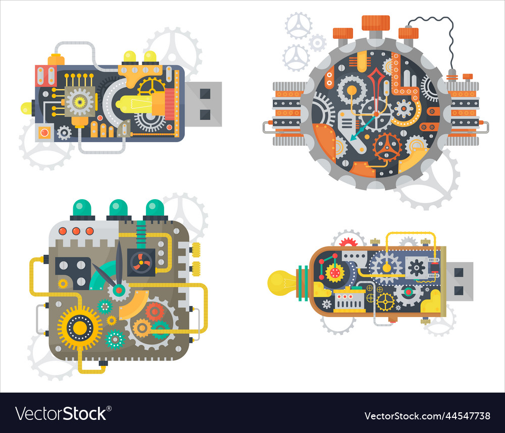 Steampunk vintage clock watches face and usb