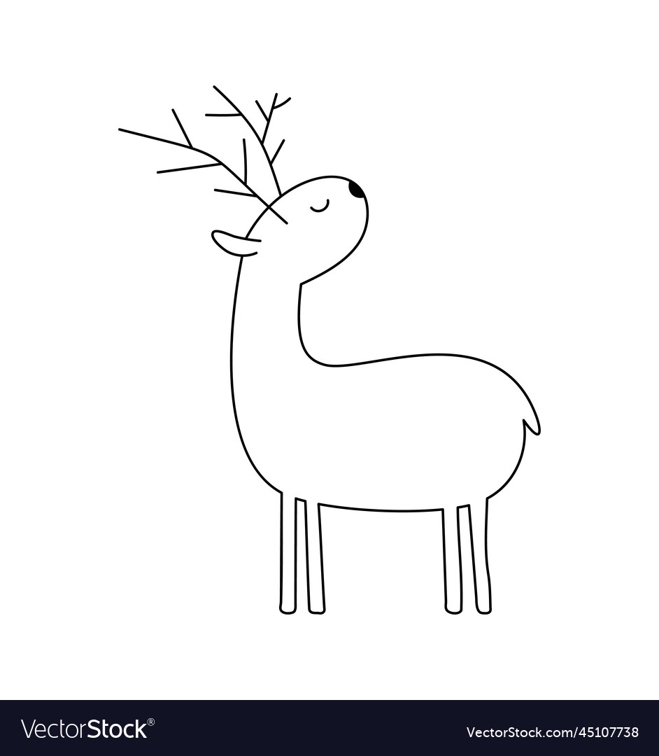 Winter drawn doodle deer two horns very simple