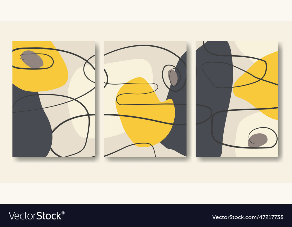 Yellow and gray abstract aesthetic compositions Vector Image