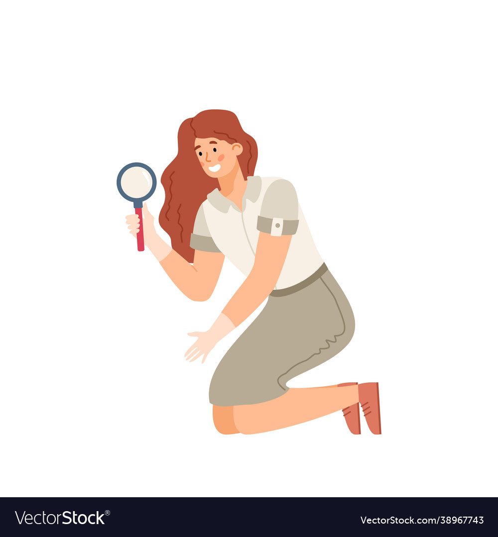 Archaeologist scientist exploring with magnifier