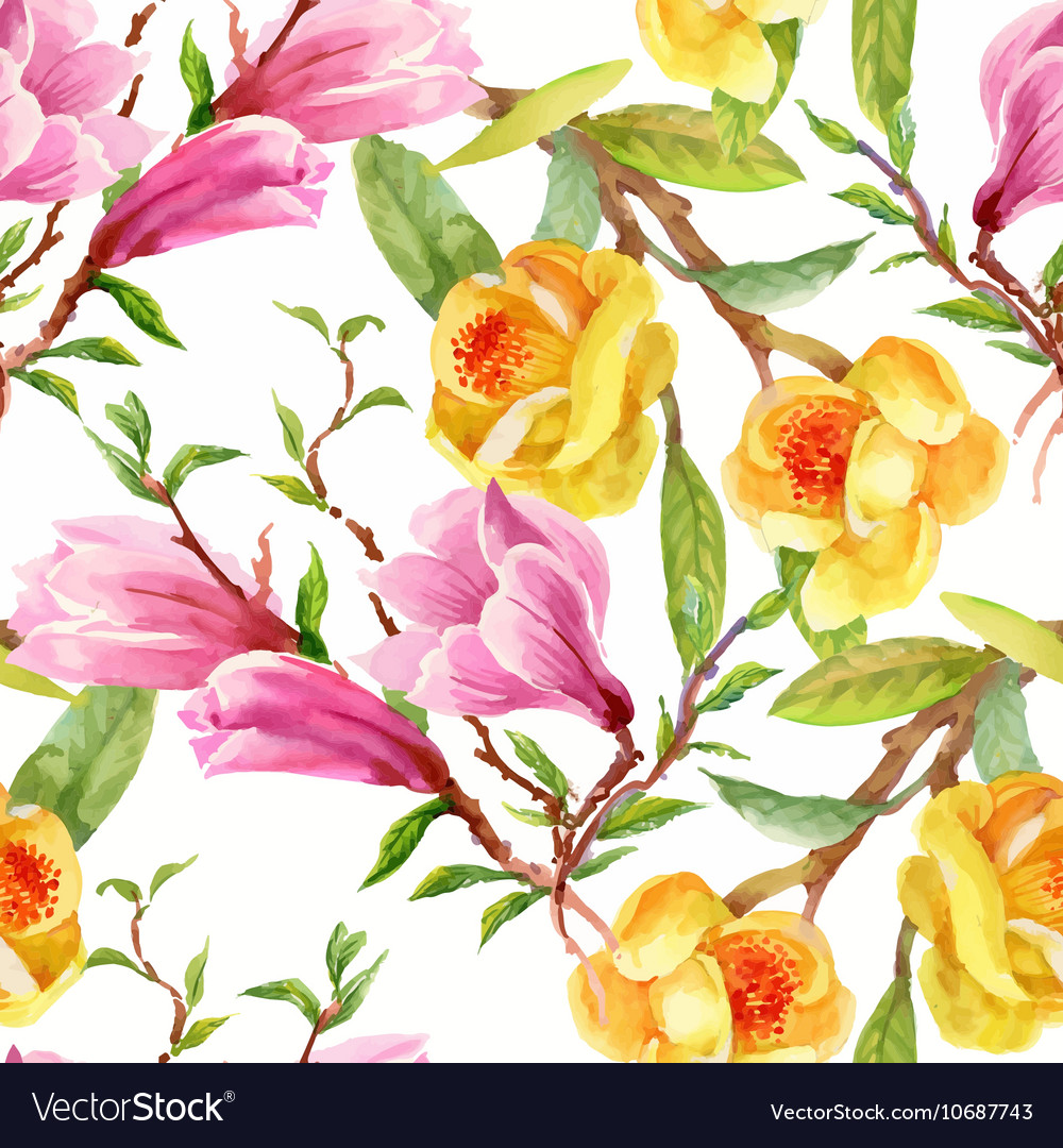 Beautiful watercolor summer garden blooming