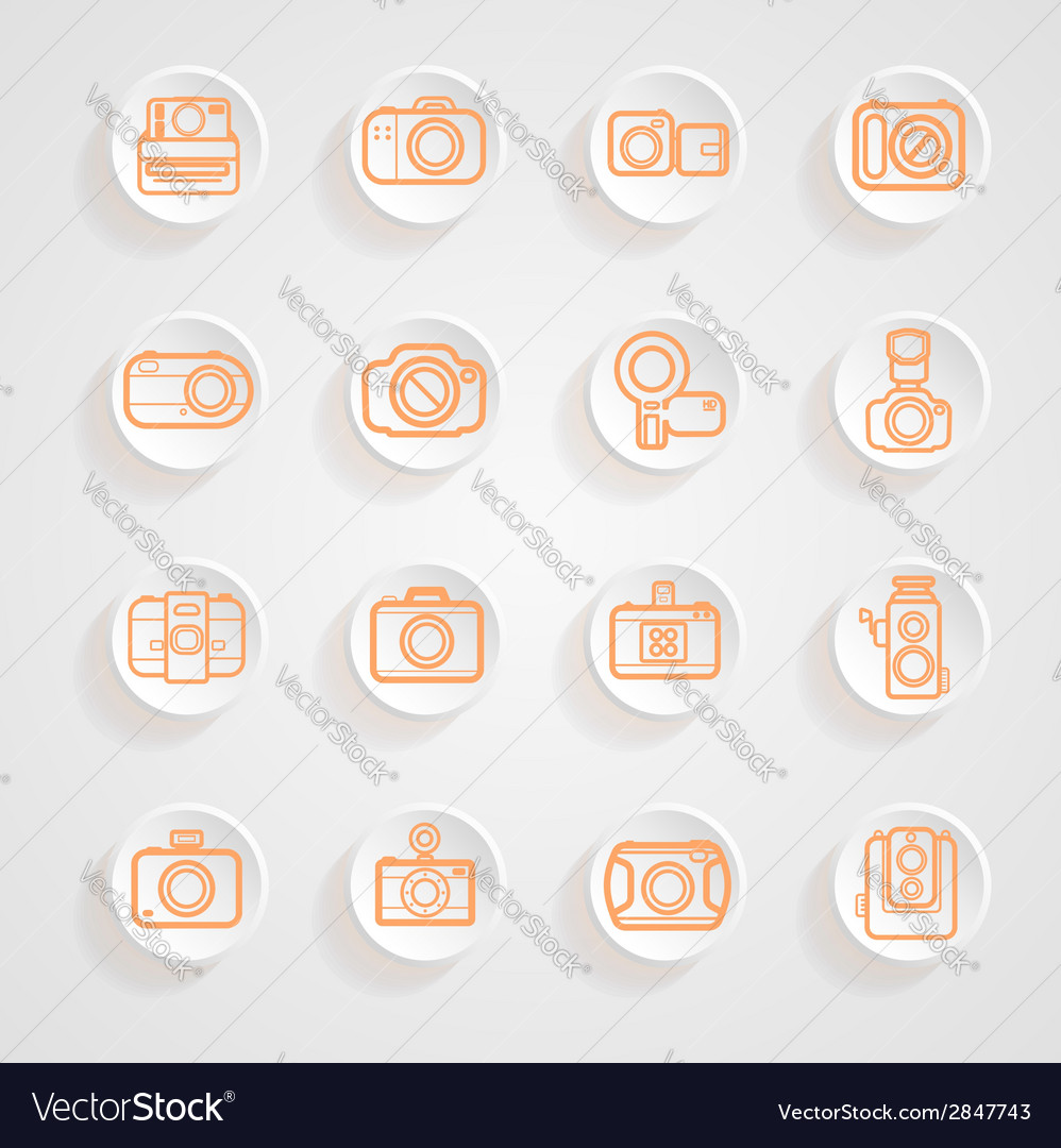 Button shadows camera icons set