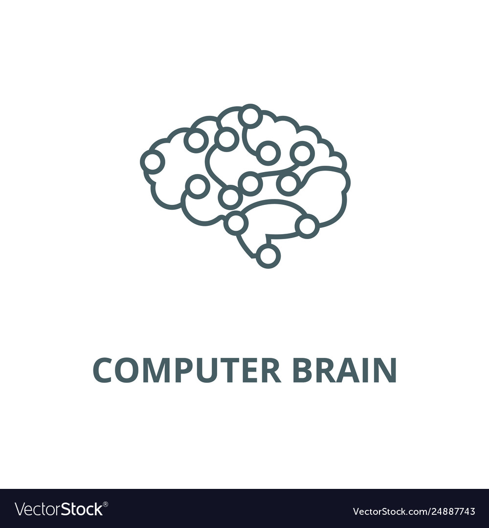 Computer brain line icon vector image Computer brain line icon