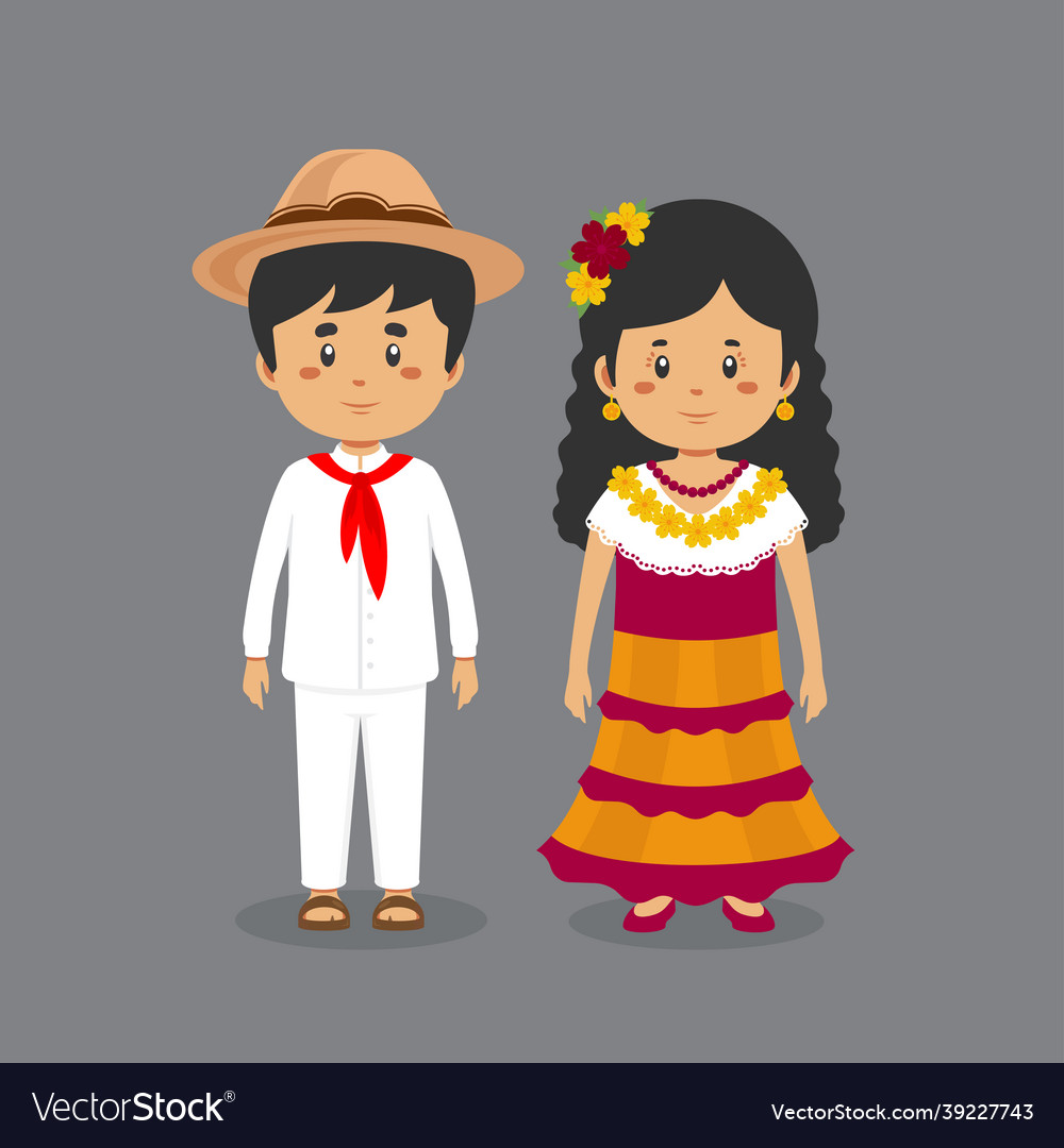 Couple character wearing mexican national dress Vector Image