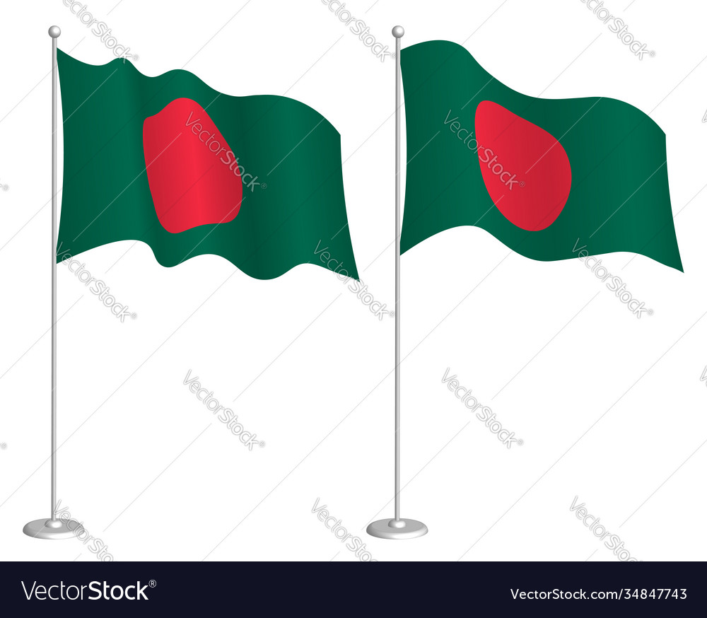 Flagge republic bangladesh auf flagpole waving