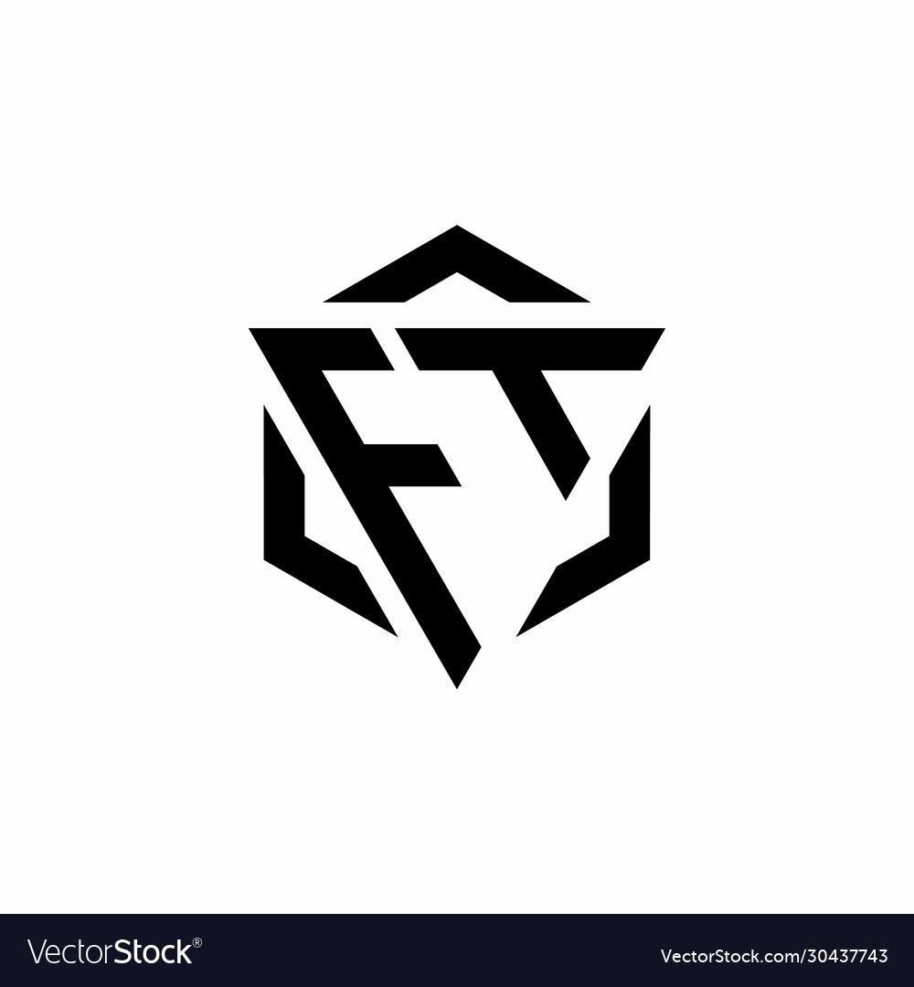 Ft logo monogram with triangle and hexagon modern Vector Image