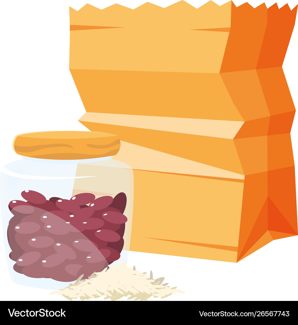 Grocery paper bag beans and rice Royalty Free Vector Image
