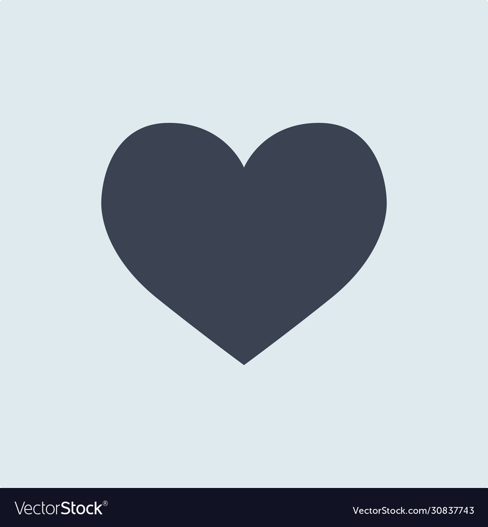 Heart icon symbol blue color in simple flat style