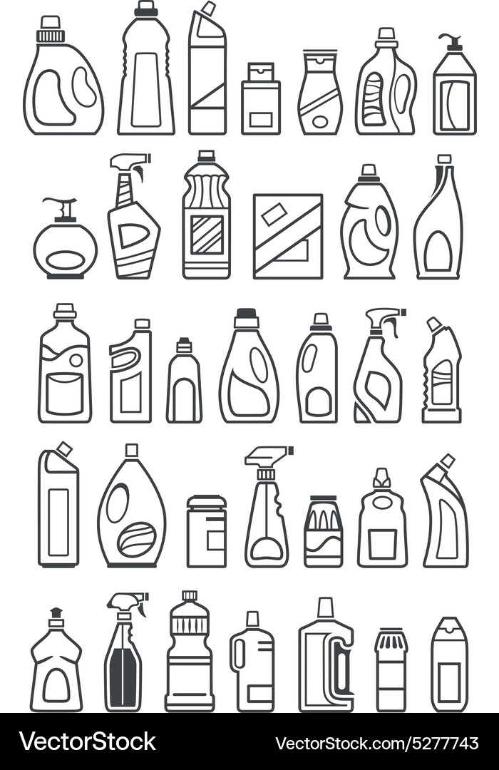 Household chemicals icons Royalty Free Vector Image