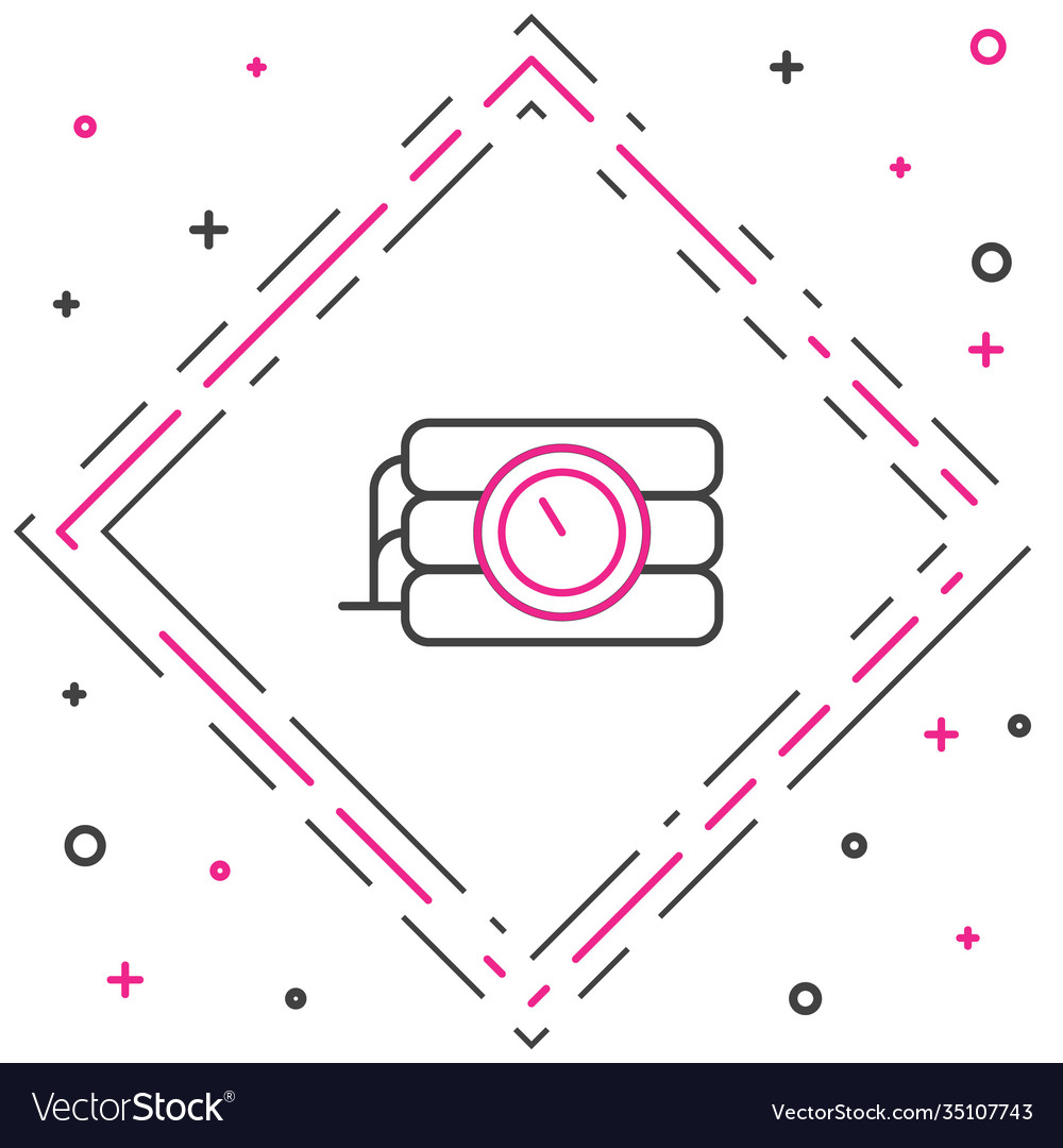 Line detonate dynamite bomb stick and timer clock vector image Line detonate dynamite bomb stick and timer clock