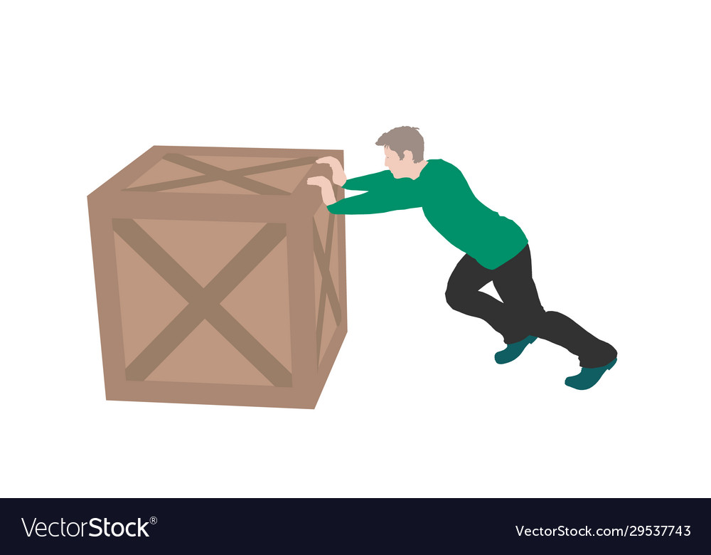 Man moving box isolated on white background
