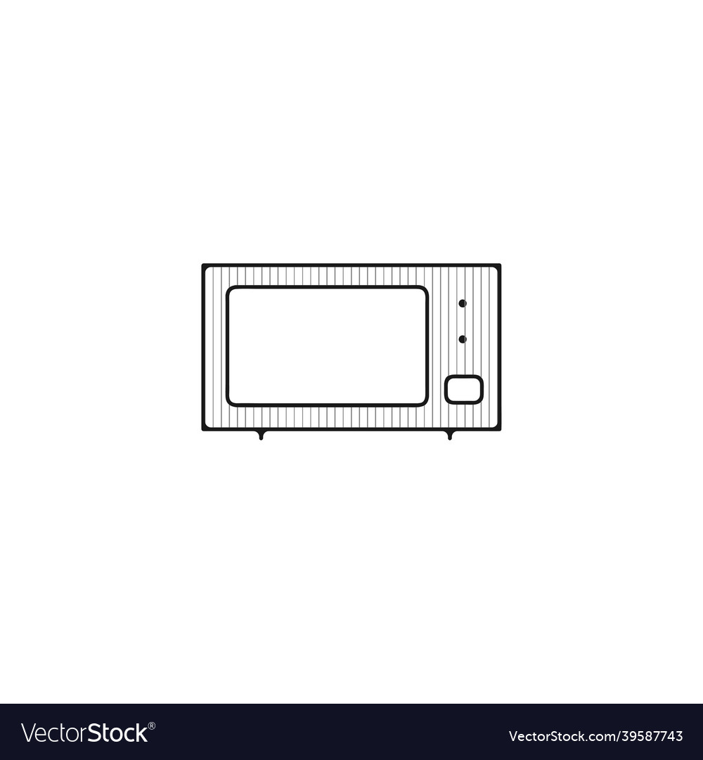 Microwave Thin Line Icon Hand Drawn Royalty Free Vector