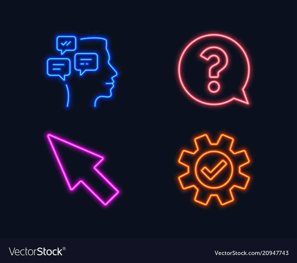 Neon Mouse Cursor & Question Mark Icons