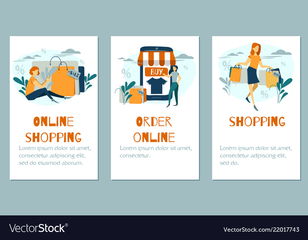 Online Shopping Banner Concept Mobile App Vector Image
