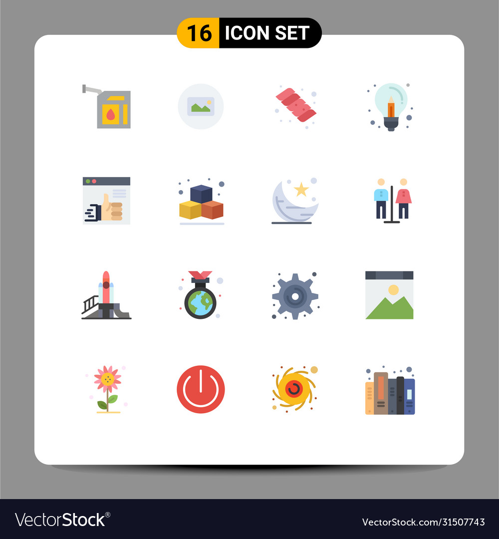 Pack 16 modern flat colors signs and symbols