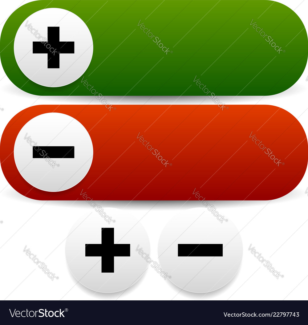 Plus and minus buttons long circular versions