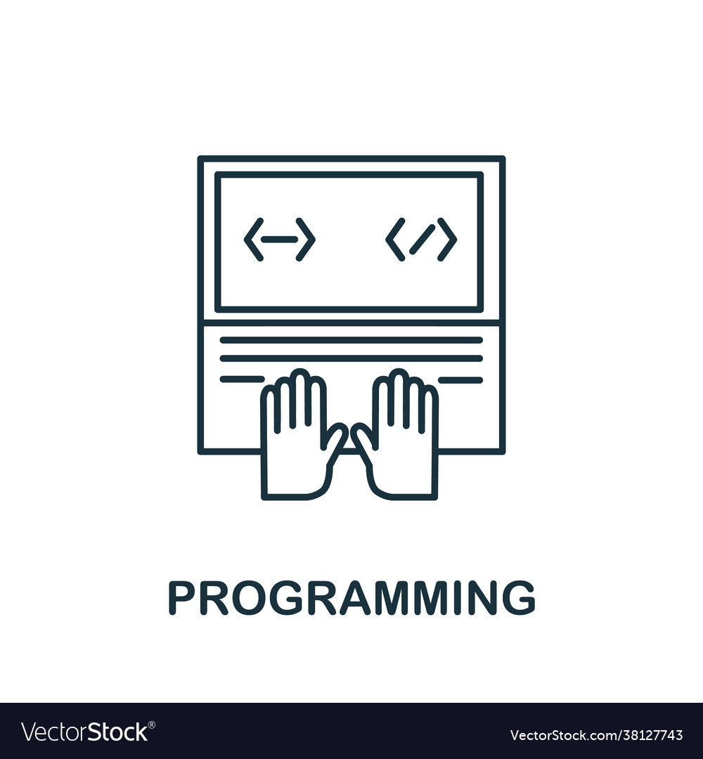 Programming icon simple line element Royalty Free Vector