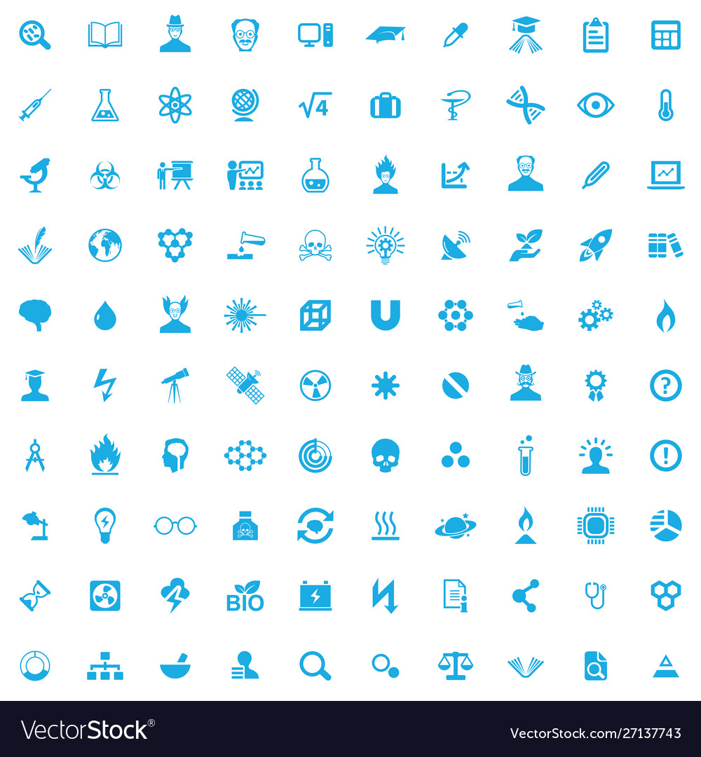 Science 100 icons universal set for web and ui