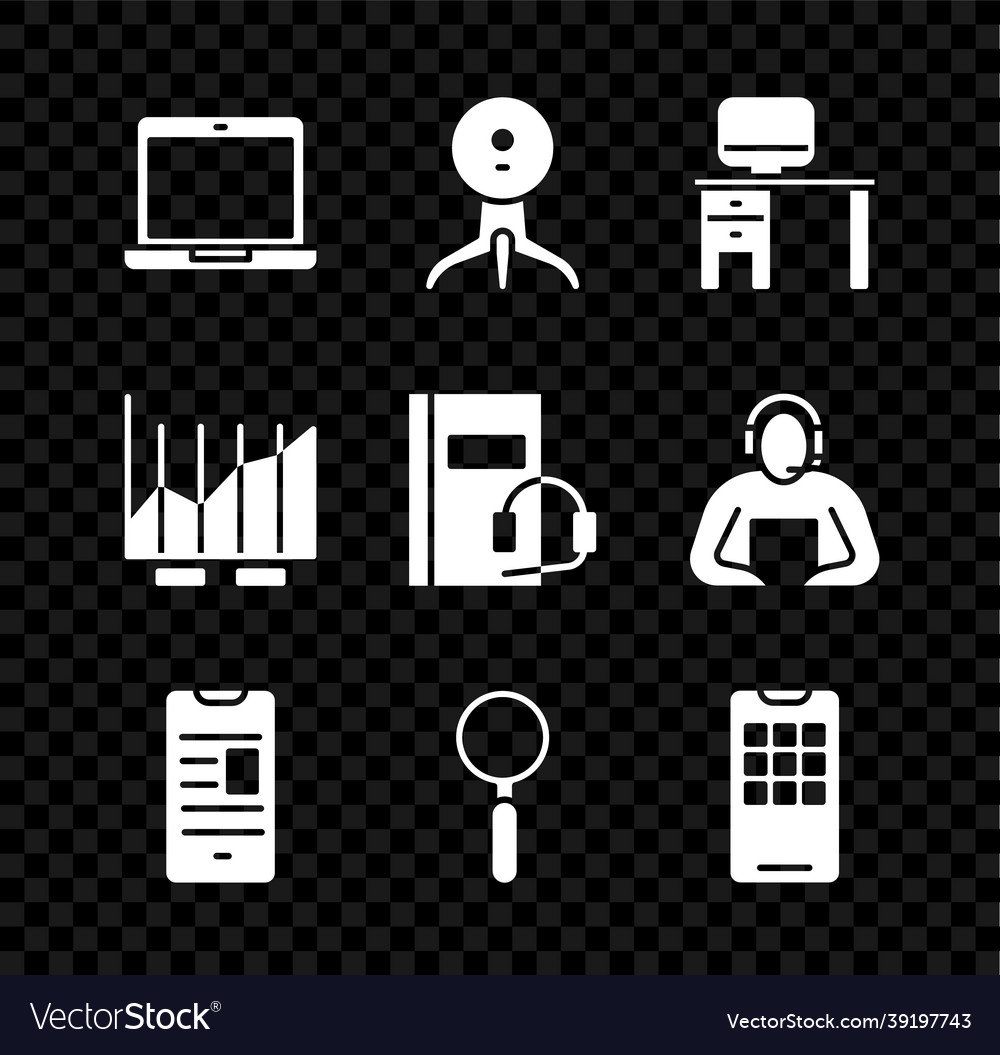 Set laptop web camera computer monitor and desk