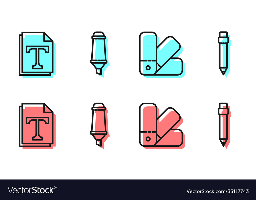 Set line color palette guide text file document Vector Image Set line color palette guide text file document