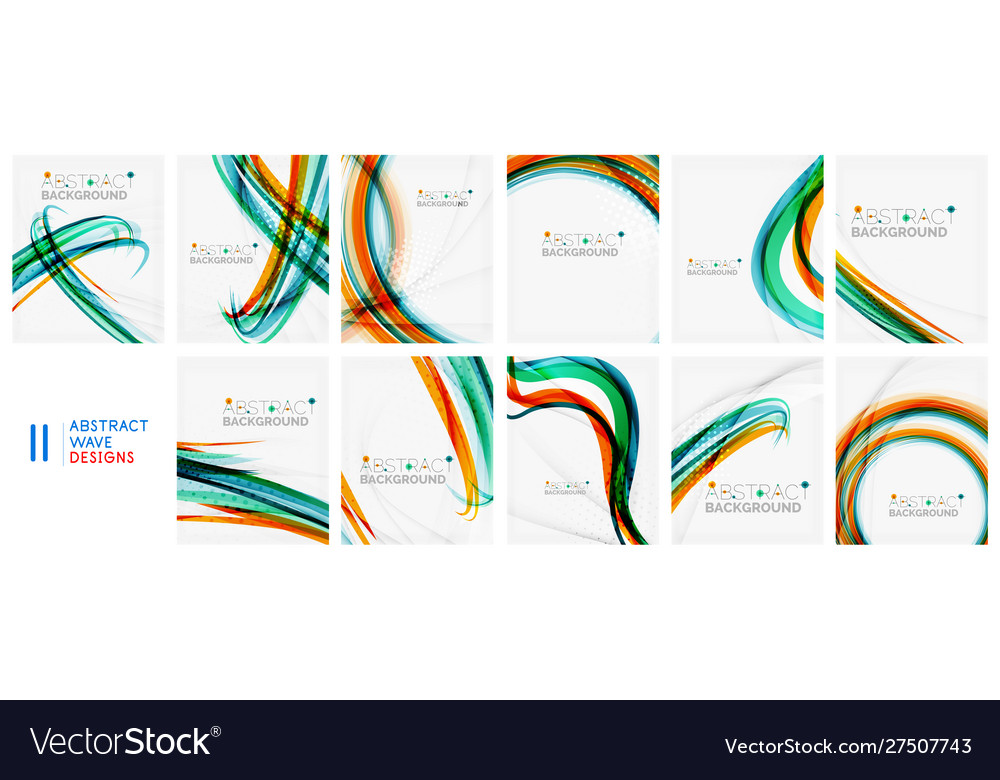 Set multicolored wave line abstract backgrounds vector image Set multicolored wave line abstract backgrounds