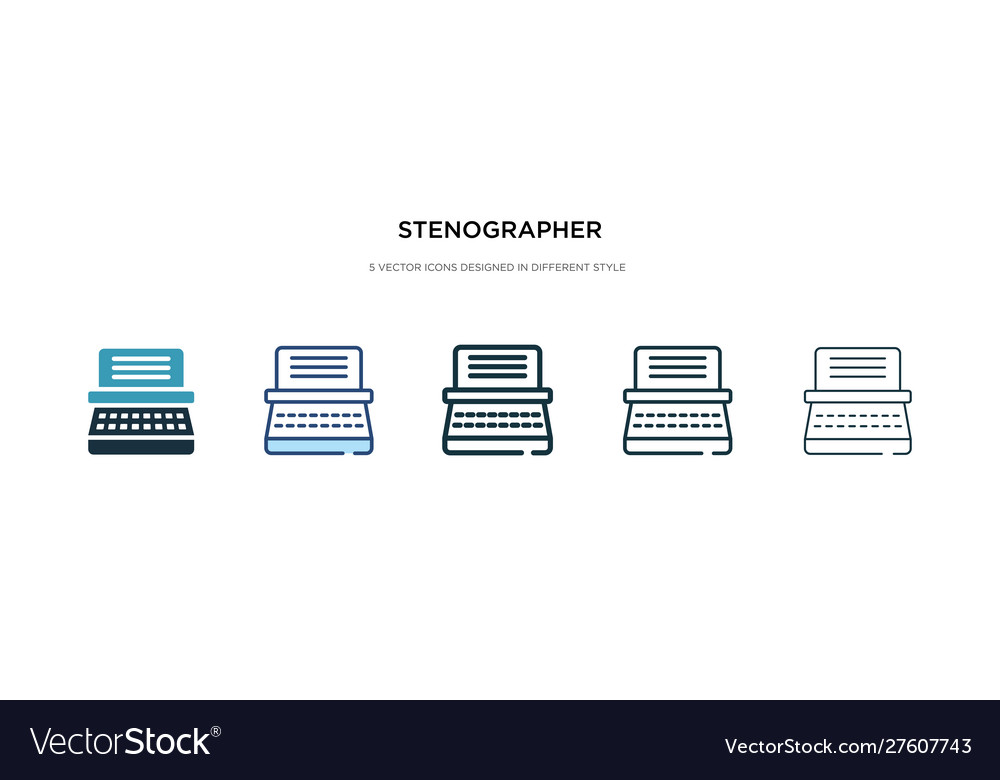 Stenographer icon in different style two colored