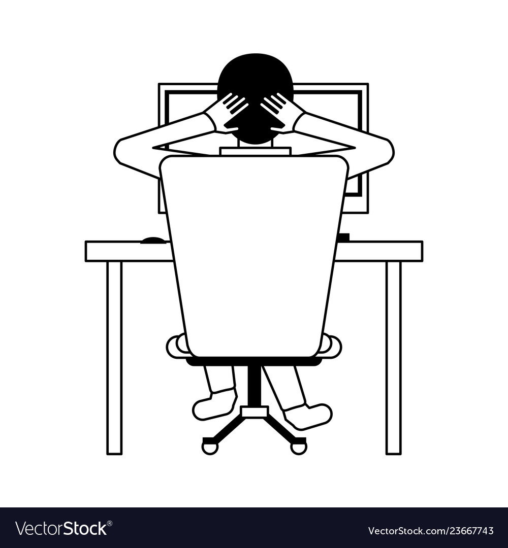 Student with computer vector image Student with computer