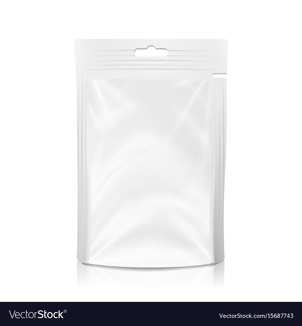 White blank plastic pocket bag realistic