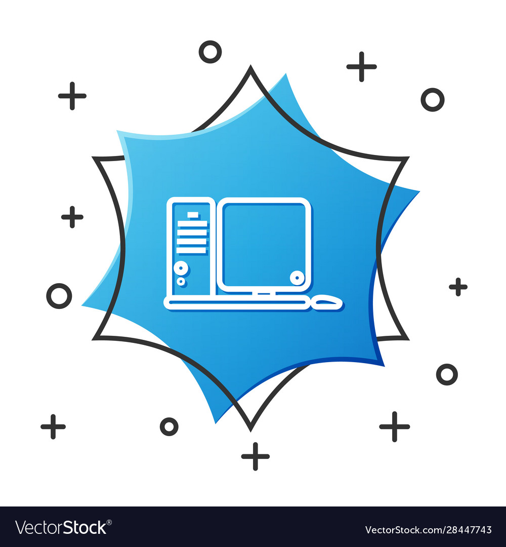 White line computer monitor with keyboard vector image White line computer monitor with keyboard