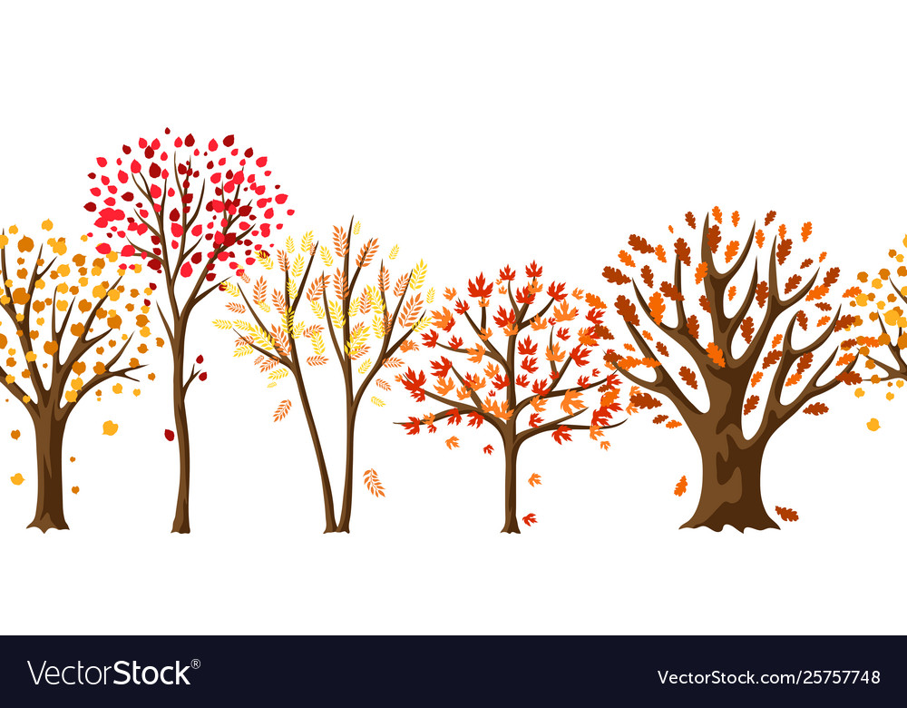 Autumn seamless pattern with stylized trees vector image Autumn seamless pattern with stylized trees
