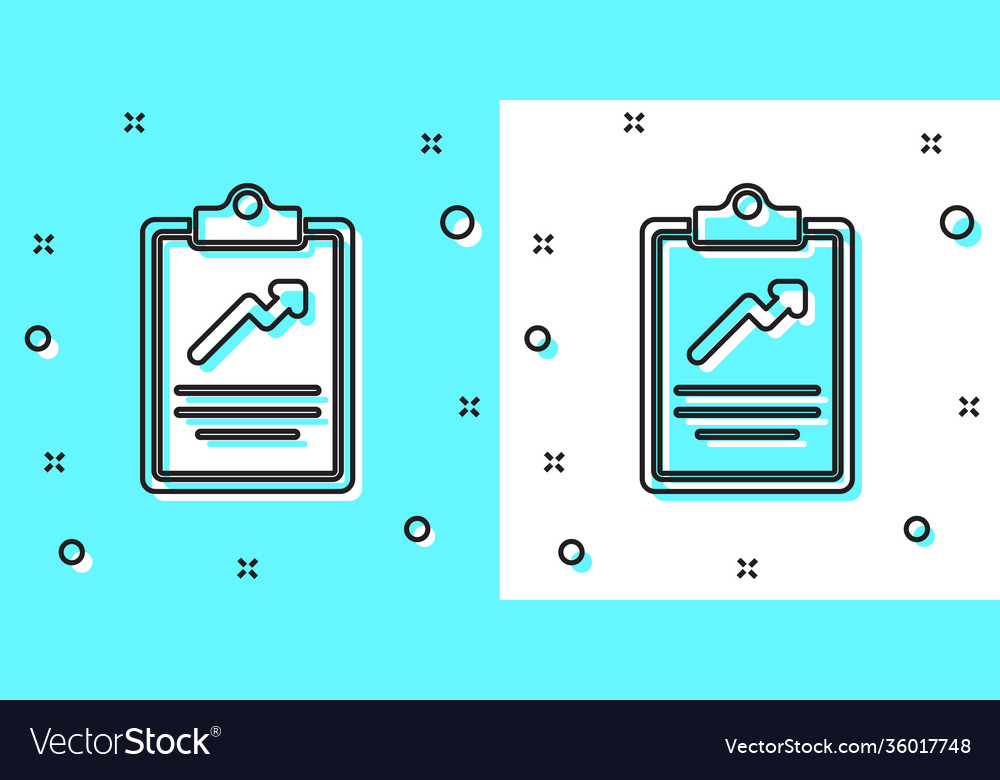 Black line clipboard with graph chart icon vector image Black line clipboard with graph chart icon