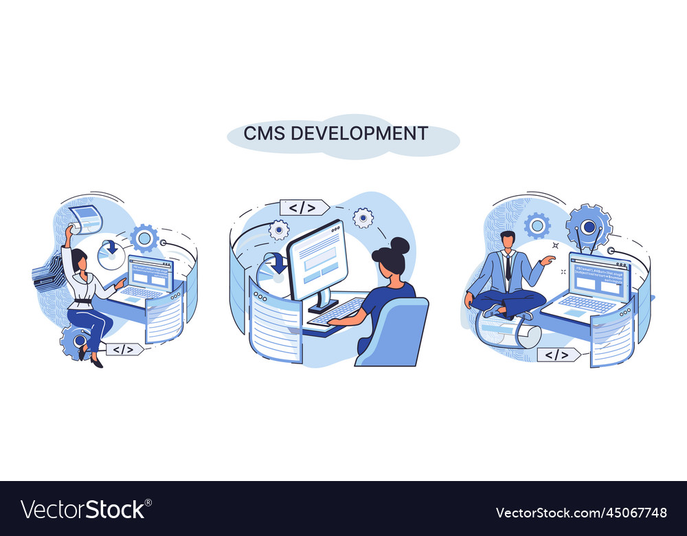 Concept of digital content management system cms vector image Concept of digital content management system cms