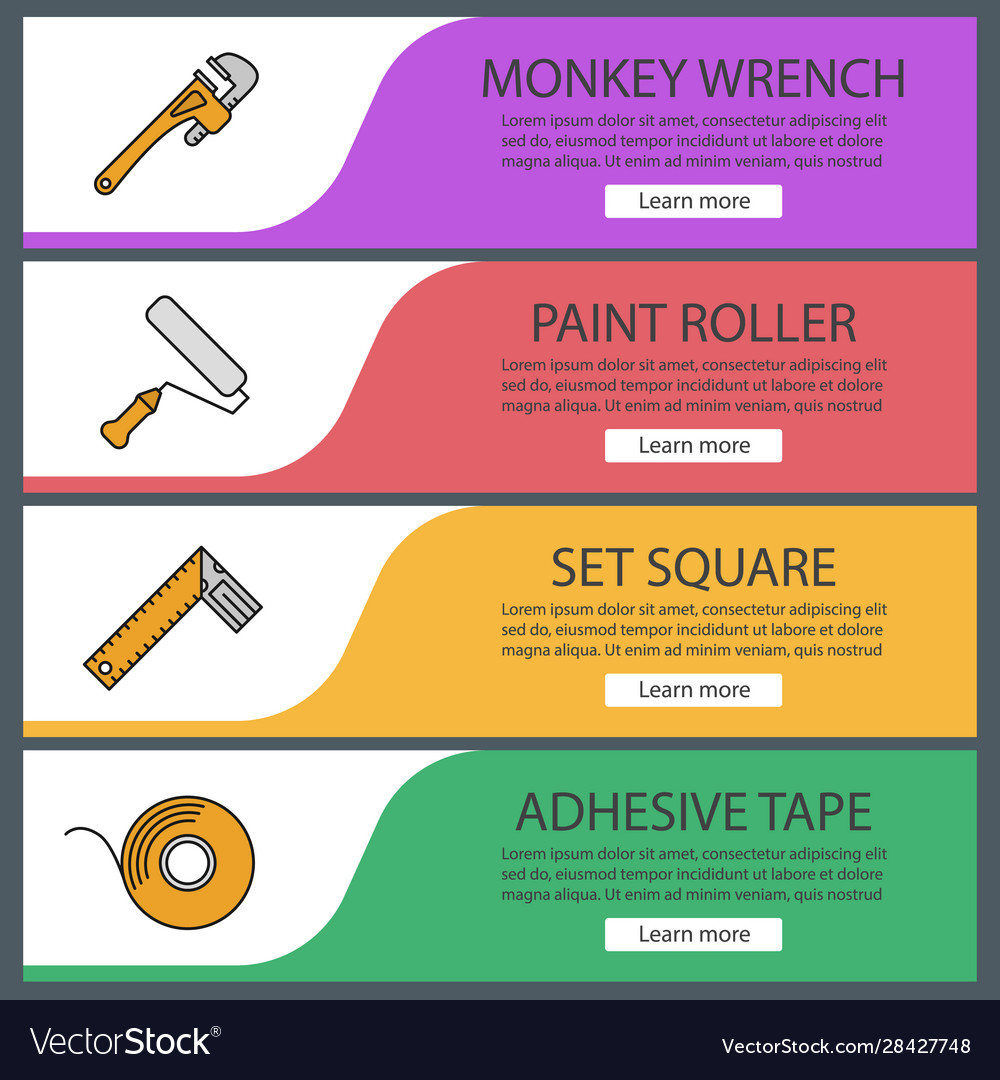 Construction tools web banner templates set Vector Image