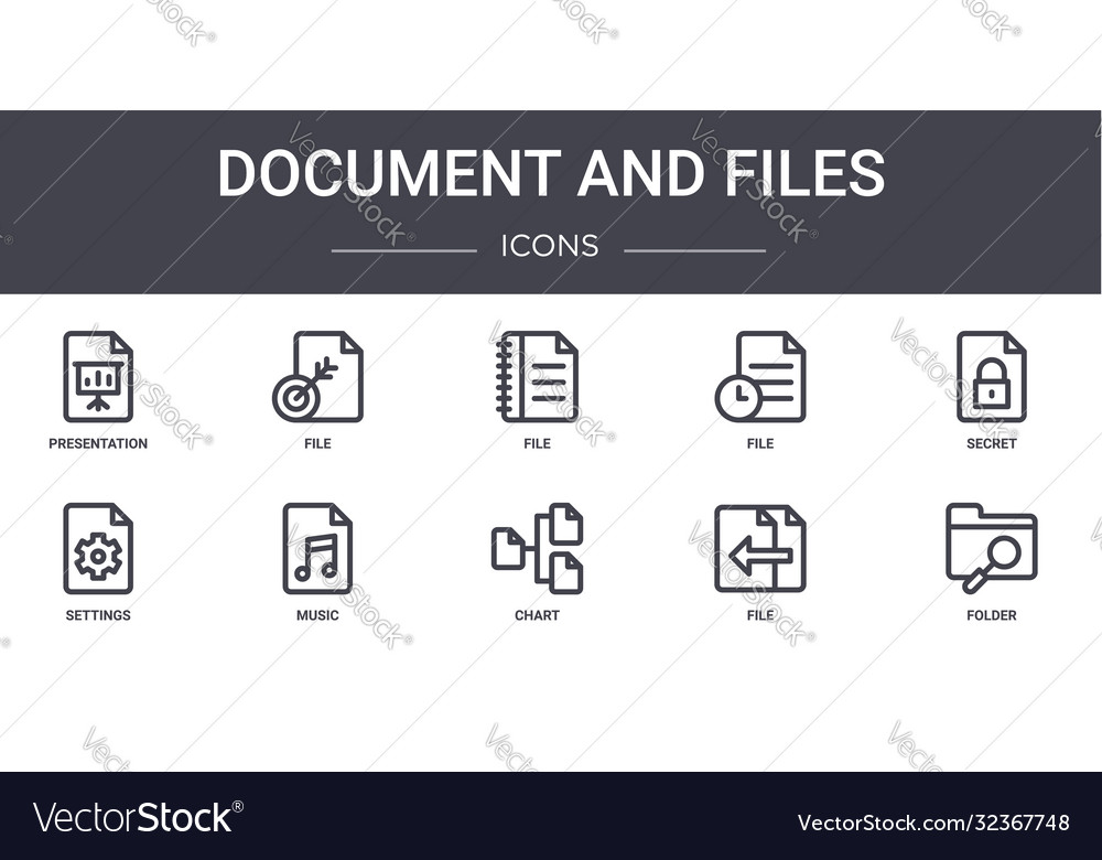 Document and files concept line icons set