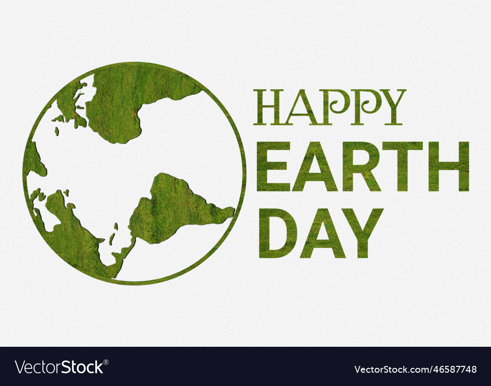 Earth day poster with green grass Royalty Free Vector Image