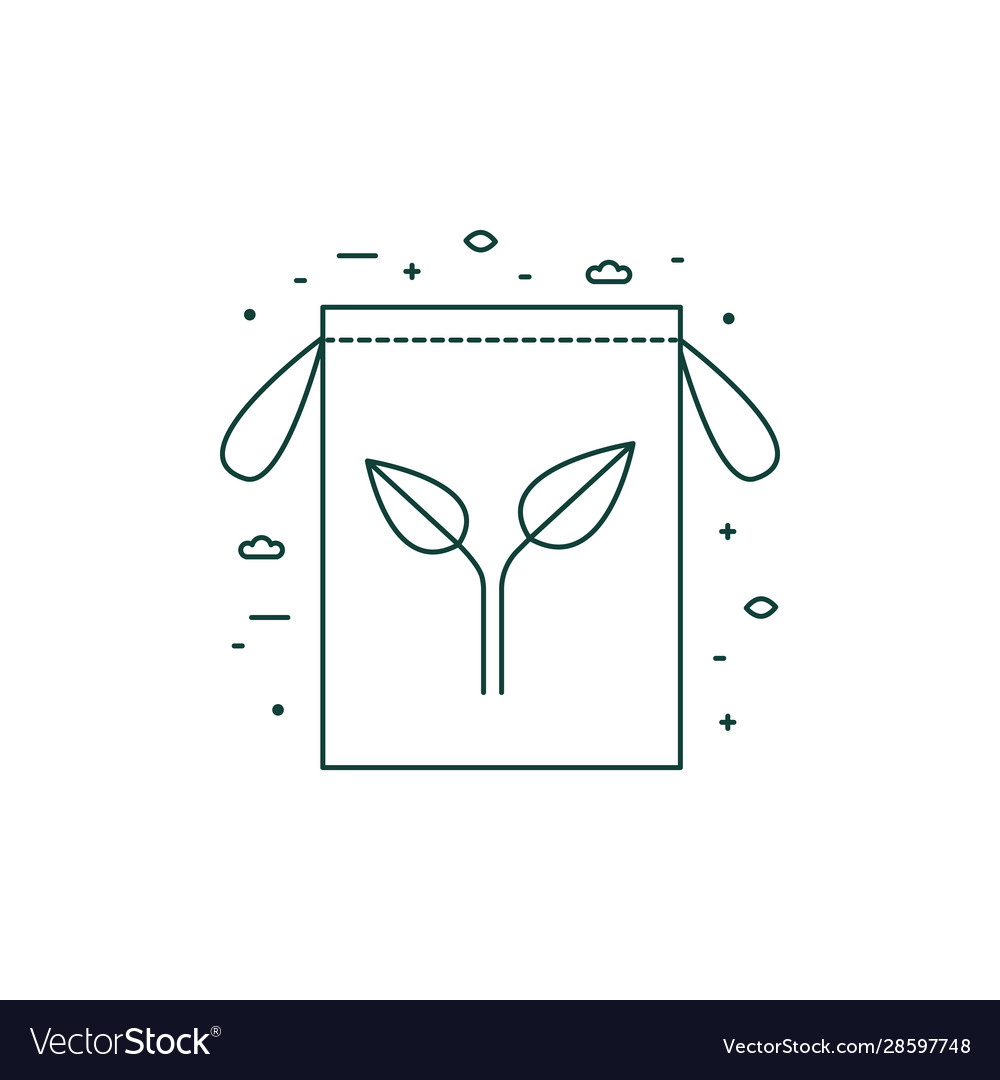 Eco friendly grocery bag icon in line art Vector Image