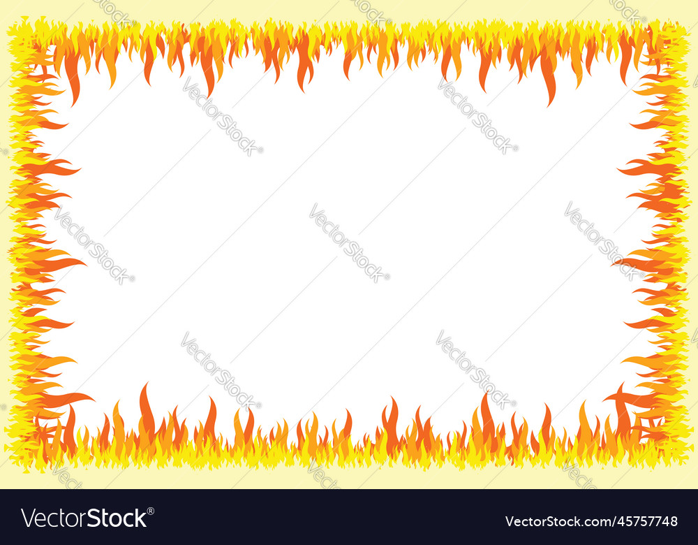 Flames effect boder frame with white background
