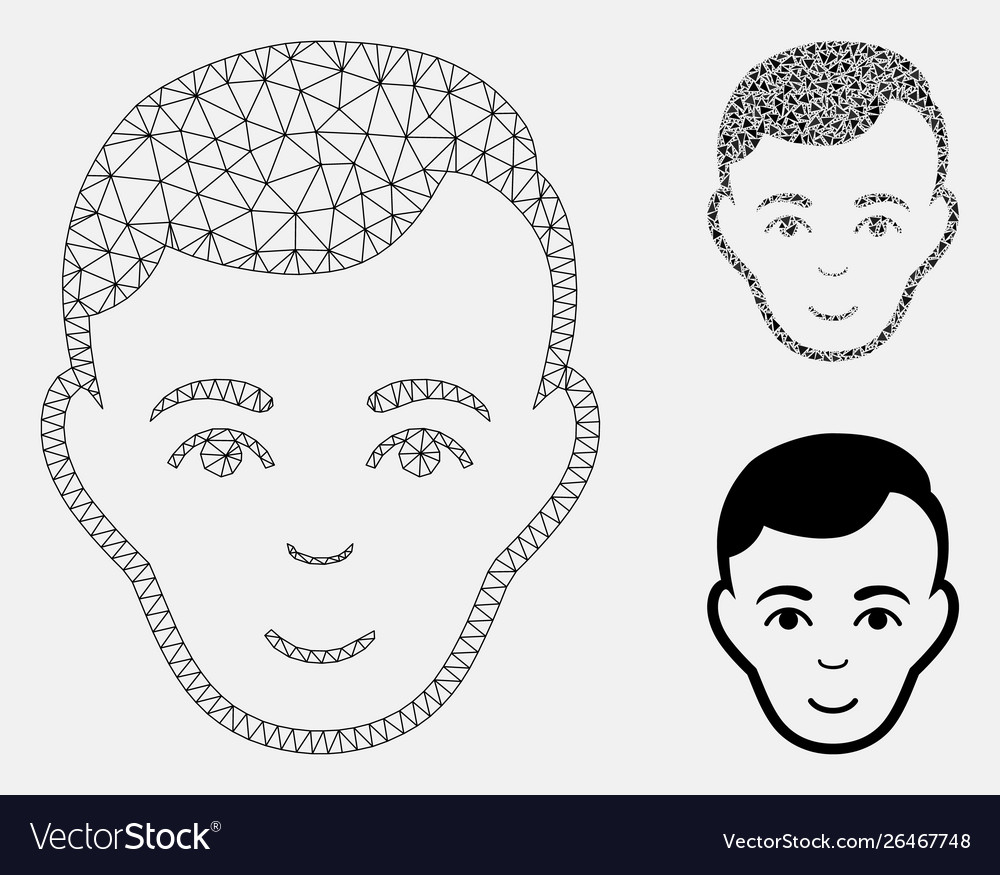 Man face mesh 2d model and triangle mosaic Vector Image Man face mesh 2d model and triangle mosaic
