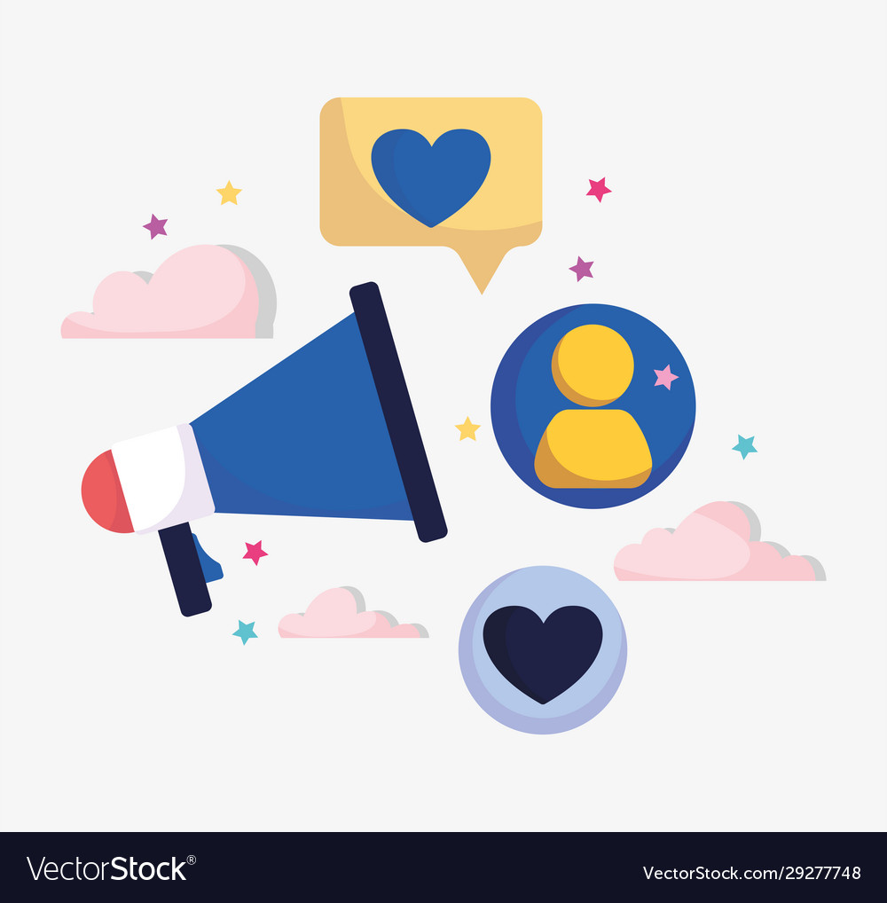 Marketing advertising megaphone message people