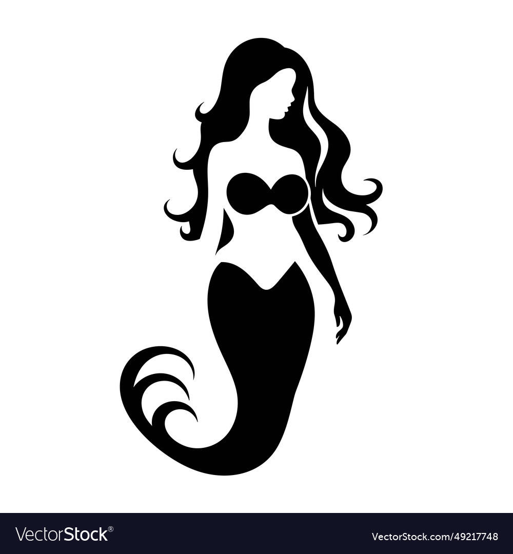 Mermaid black icon on white background mermaid Vector Image