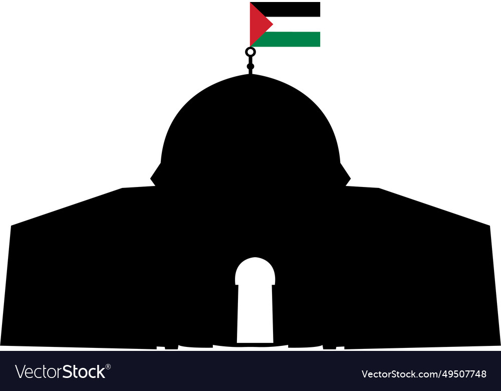 Palestine Al Aqsa Mosque With Flag Compound Vector Image