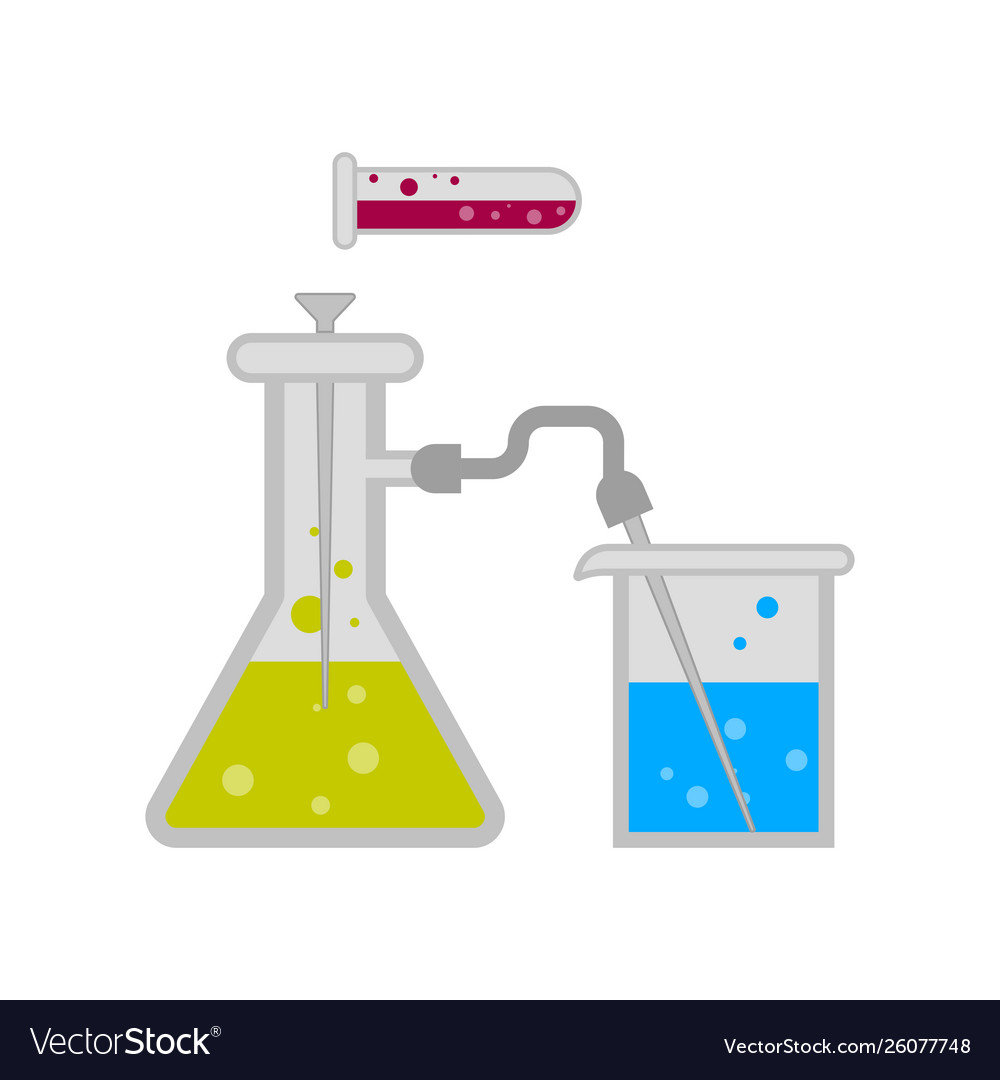 Science experiment with different flasks